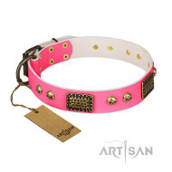 FDT Artisan 'Vintage and Glamour' シェパード ピンクレザー首輪 FDT Artisan 'Vintage and Glamour' シェパード ピンクレザー首輪